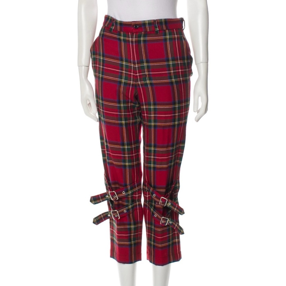 BLACK Comme des Garçons Straight Leg Red Plaid Tartan Pants